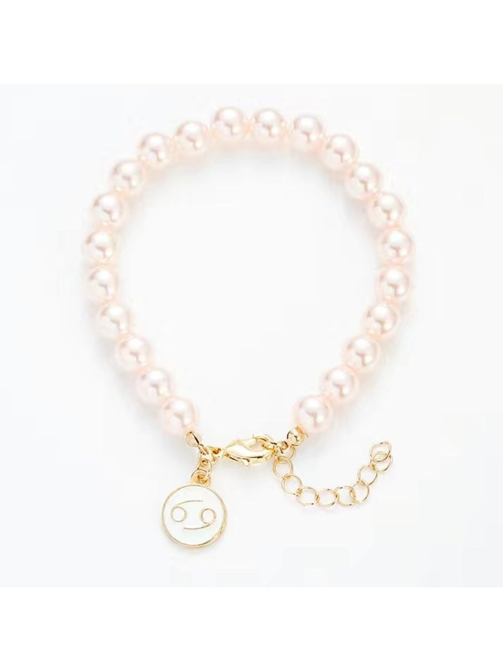 Cancer 14k gold horoscope beaded adjustable chain bracelet